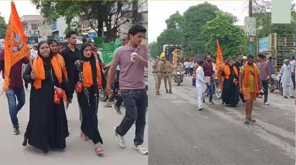 बुर्का पहनकर कांवड़ यात्रा कर रहीं दो मुस्लिम महिलाएं